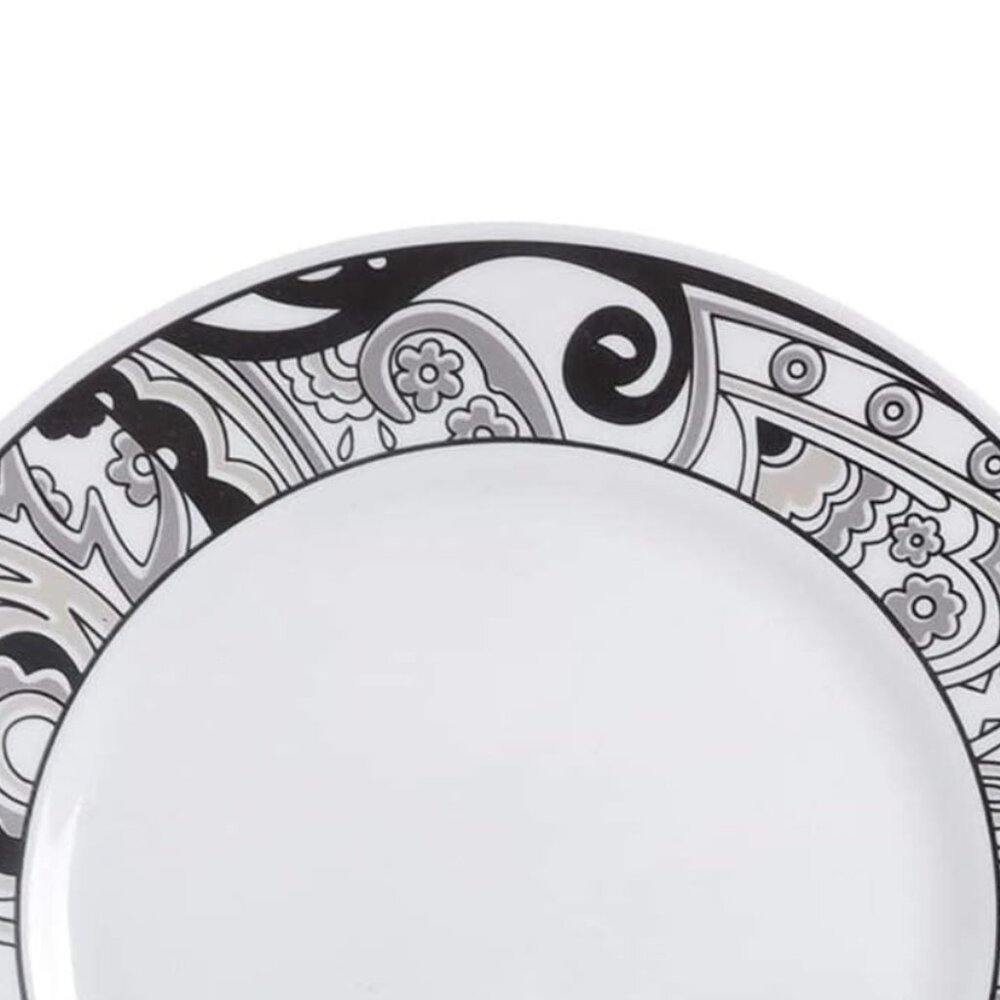 6 Corelle Vive Lunch Plates Nouveau White Black - Picture 3 of 4